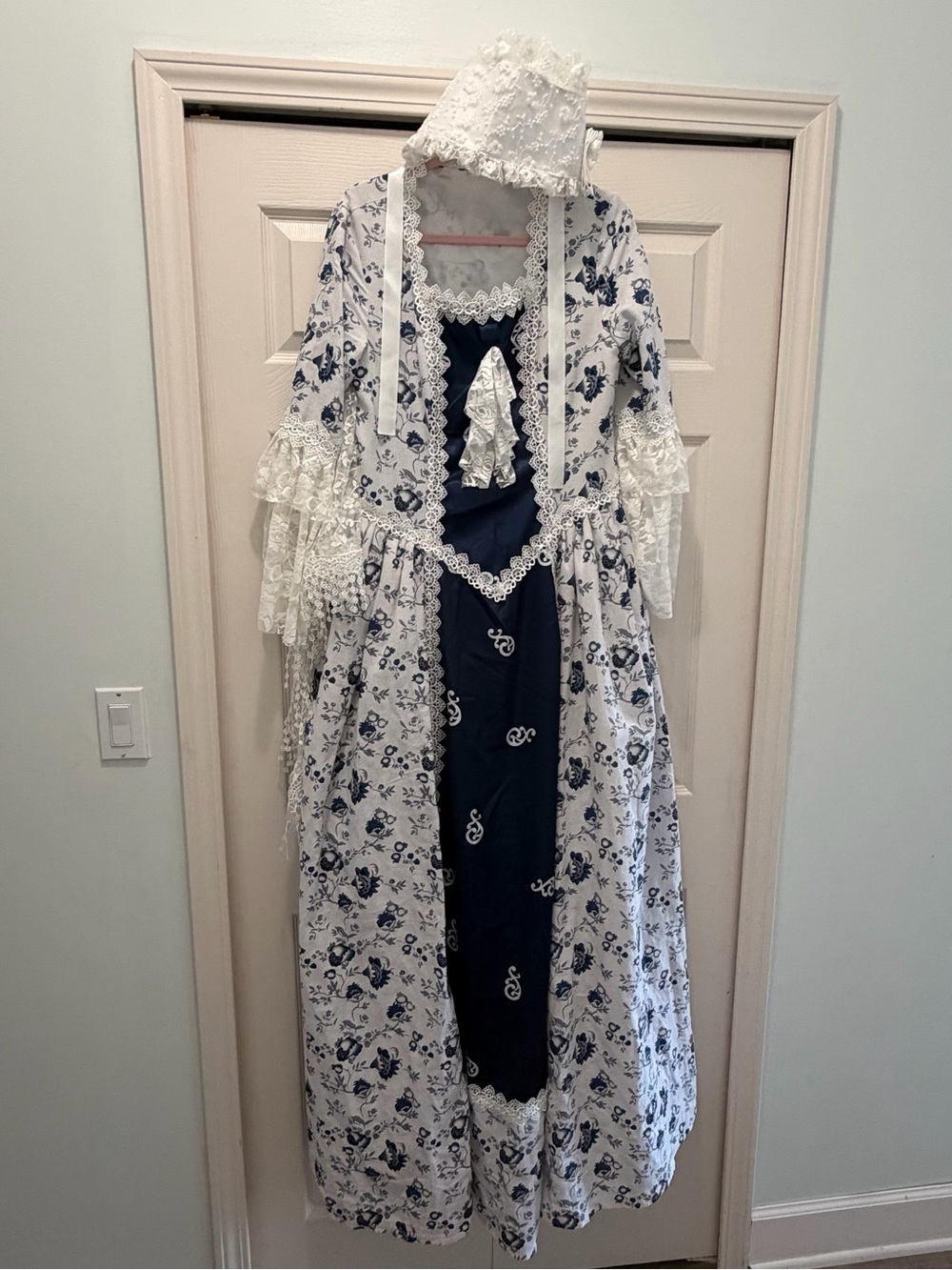 Marie Antoinette Rococo Gown Blue Floral Costume Set L